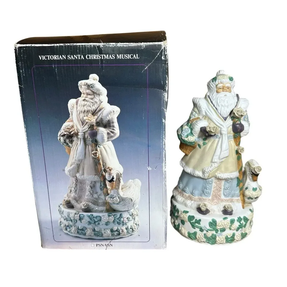 Vintage Victorian Collectors Santa Music Box Figurine 11